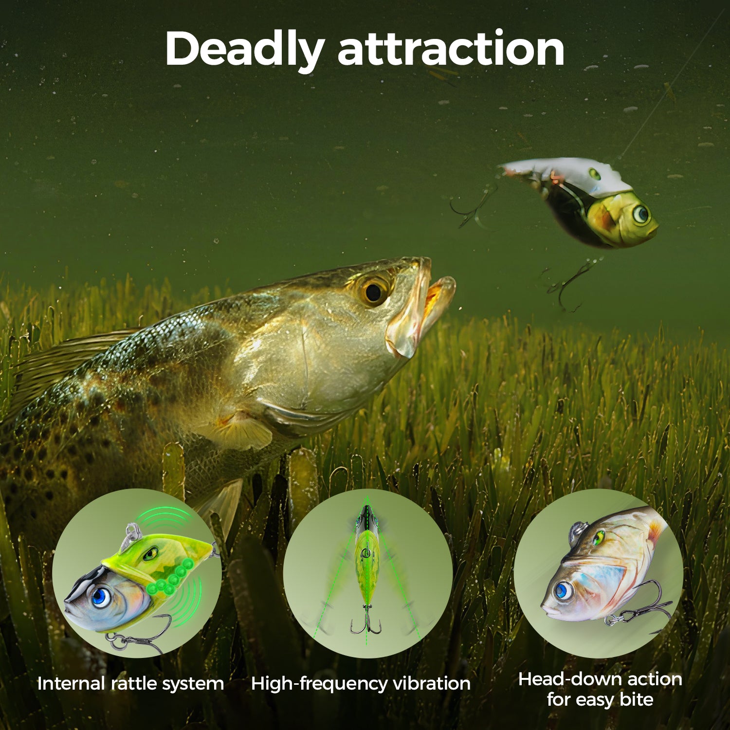 HANDING M1 Rattling Lipless Crankbait in action, deadly attraction