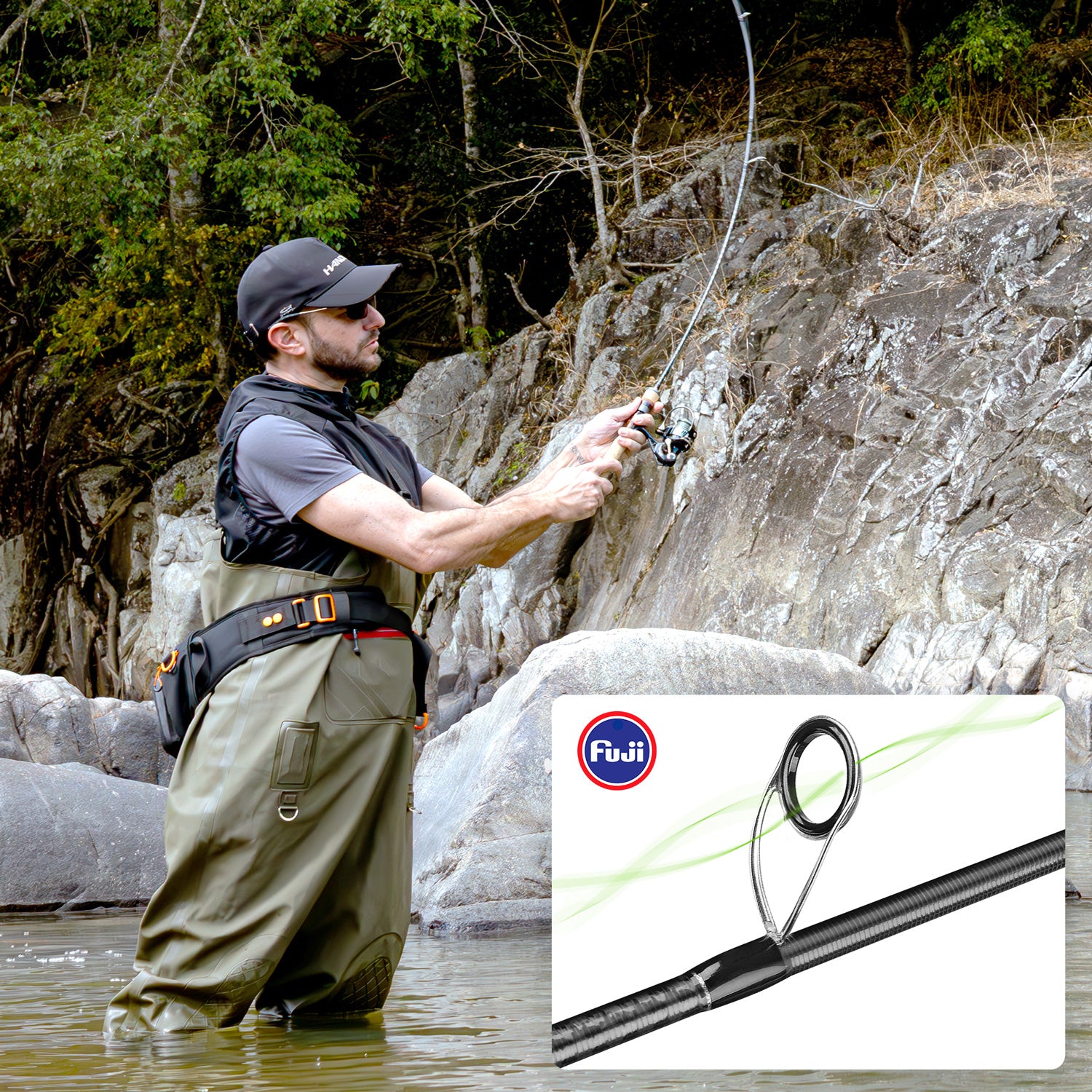 Handing Magic L Two Pieces spinning fishing rod uses Fuji Guides