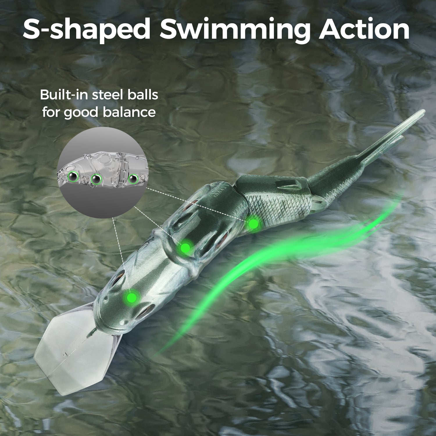 HANDING M1 Swimbait S-shaped swimming action, steel balls for good balance