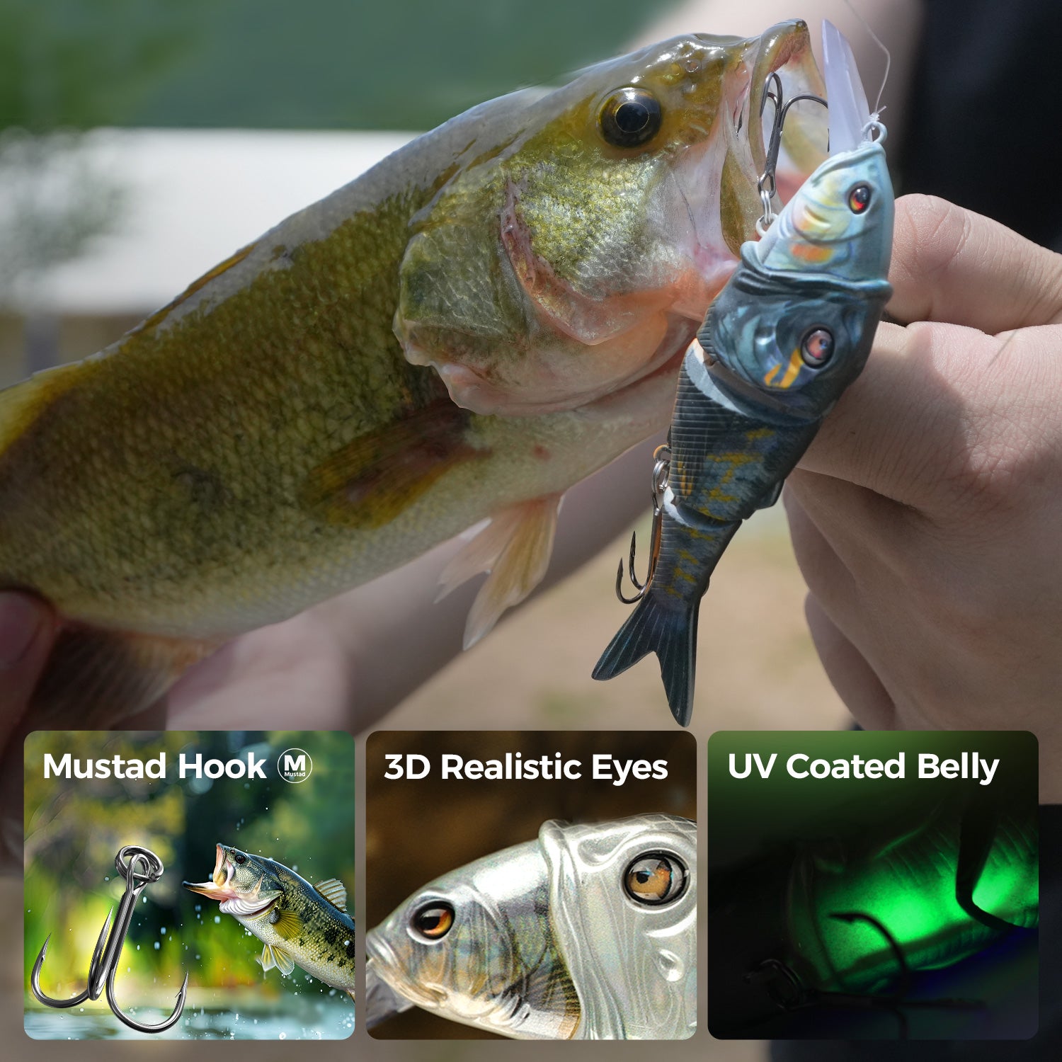 HANDING M1 Metal Jointed Swimbait with Tongue Fishing Lure