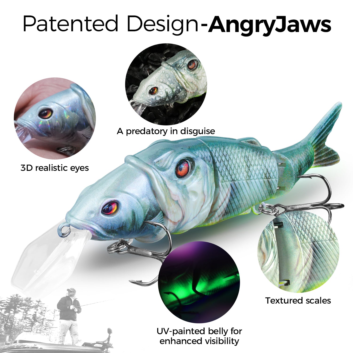 HANDING M1 Swimbait with AngryJaws design and UV belly for fishing