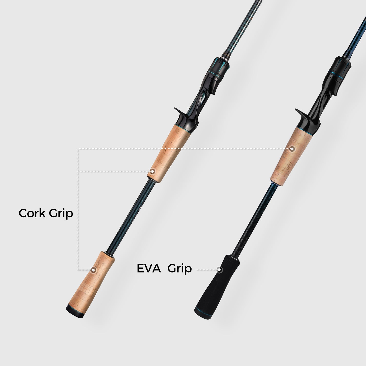 Handing Magic L Two Pieces casting fishing rod has Specific butt for different techniques,, ideal for bass and walleye anglers.