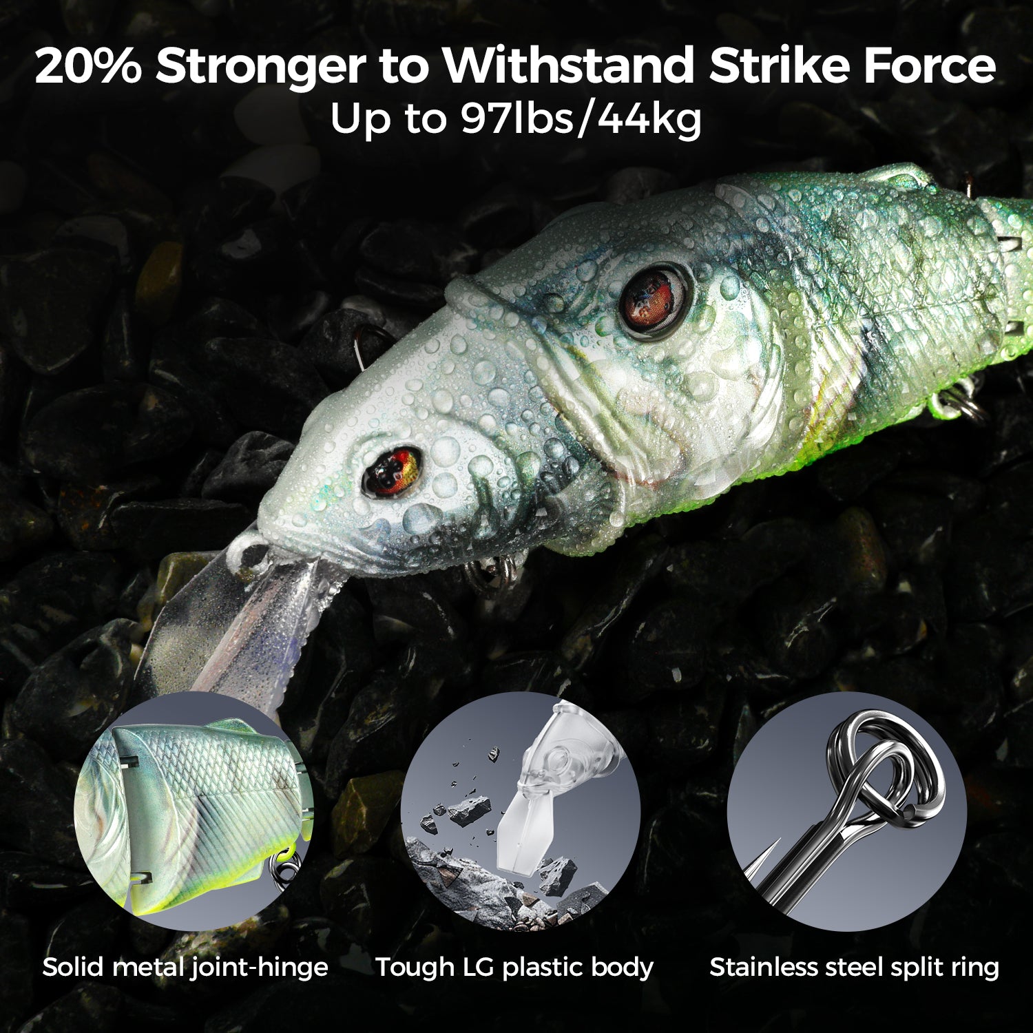 HANDING M1 Swimbait - Strong joint-hinge, durable body, strike force up to 97lbs