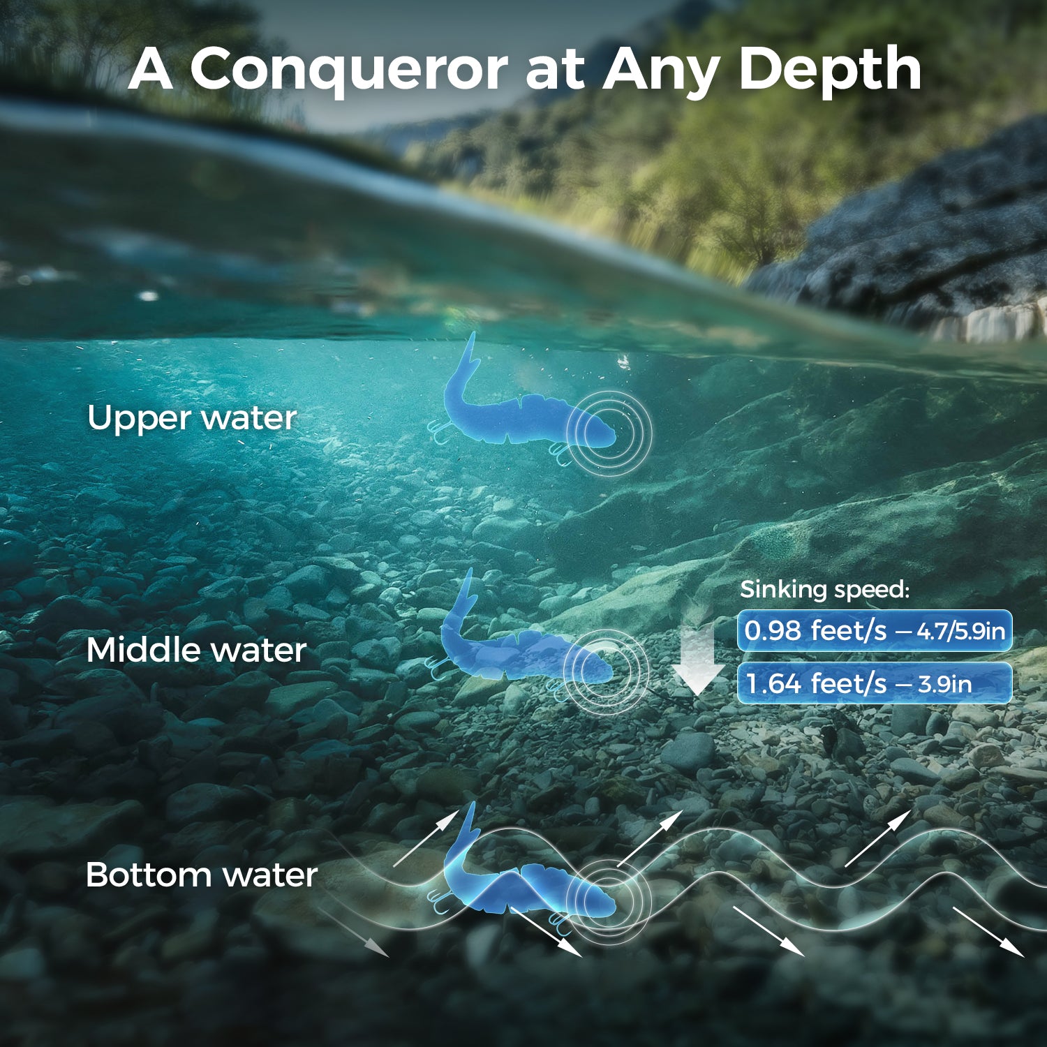 HANDING M1 8-Segment Swimbait: Underwater depth demonstration