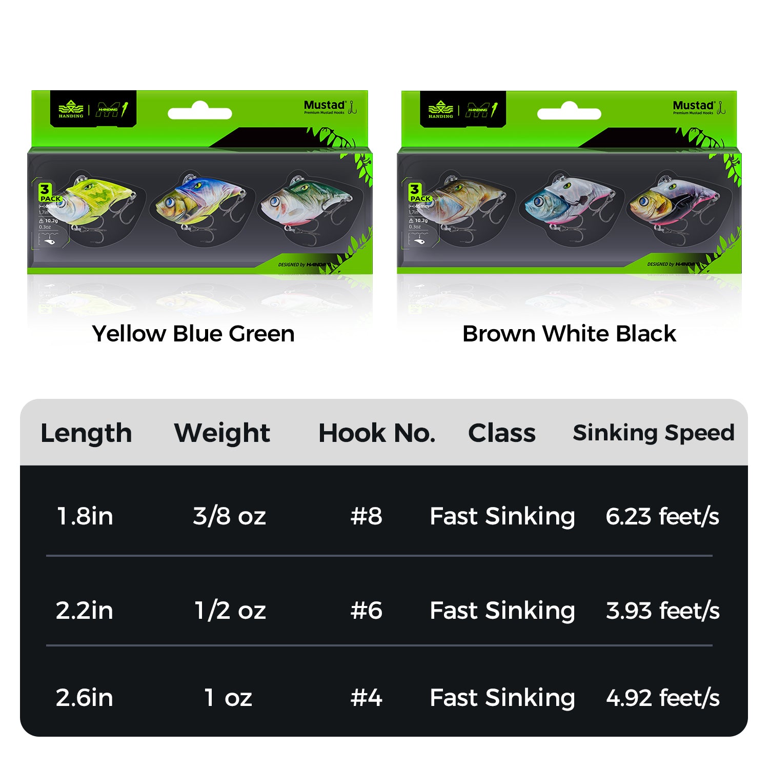 HANDING M1 Rattling Lipless Crankbait color options and specifications